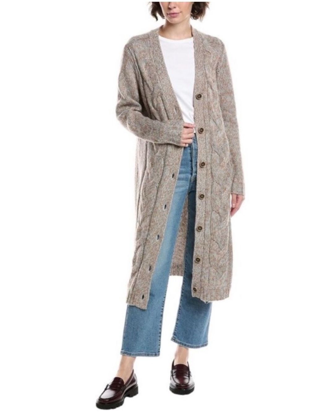 CAbi Style 4650 Sparkles Cable Knit Long Line Cardigan